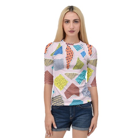 Pattern With Pieces Paper Quarter Sleeve Raglan Tee by Wegoenart