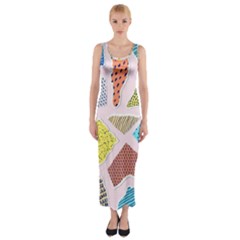 Pattern With Pieces Paper Fitted Maxi Dress