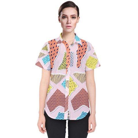 Pattern With Pieces Paper Women s Short Sleeve Shirt by Wegoenart