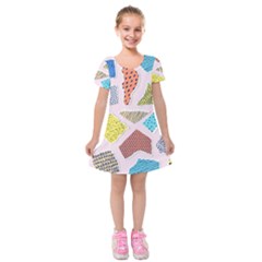 Pattern With Pieces Paper Kids  Short Sleeve Velvet Dress