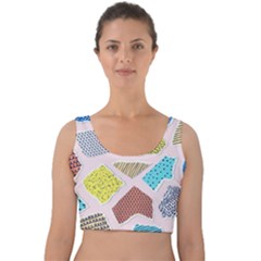 Pattern With Pieces Paper Velvet Crop Top by Wegoenart