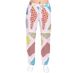 Pattern With Pieces Paper Women Velvet Drawstring Pants