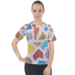 Pattern With Pieces Paper Women s Sport Raglan Tee