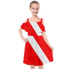 Diving Flag Kids  Cut Out Shoulders Chiffon Dress by FlagGallery