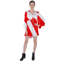 Diving Flag V-neck Flare Sleeve Mini Dress by FlagGallery