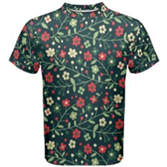 Flowering Branches Seamless Pattern Men s Cotton Tee by Wegoenart