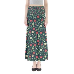 Flowering Branches Seamless Pattern Full Length Maxi Skirt by Wegoenart