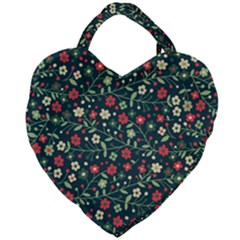 Flowering Branches Seamless Pattern Giant Heart Shaped Tote by Wegoenart