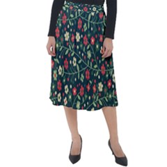 Flowering Branches Seamless Pattern Classic Velour Midi Skirt  by Wegoenart