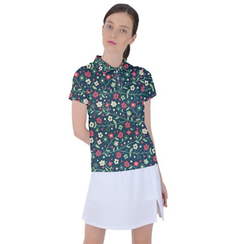 Flowering Branches Seamless Pattern Women s Polo Tee by Wegoenart