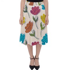 Pattern With Paper Tulips Classic Midi Skirt by Wegoenart