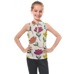 Pattern With Paper Tulips Kids  Sleeveless Polo Tee