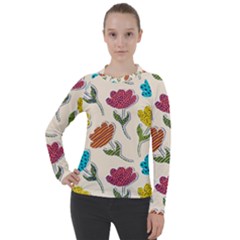 Pattern With Paper Tulips Women s Pique Long Sleeve Tee