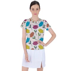 Pattern With Paper Tulips Women s Sports Top