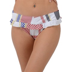 Plaid Mosaic Pixel Seamless Pattern Frill Bikini Bottom by Wegoenart