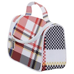 Plaid Mosaic Pixel Seamless Pattern Satchel Handbag by Wegoenart