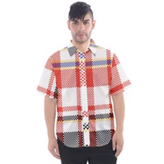 Plaid Mosaic Pixel Seamless Pattern Men s Short Sleeve Shirt