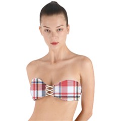 Plaid Mosaic Pixel Seamless Pattern Twist Bandeau Bikini Top