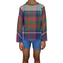 British Tartan Check Plaid Seamless Pattern Kids  Long Sleeve Swimwear by Wegoenart