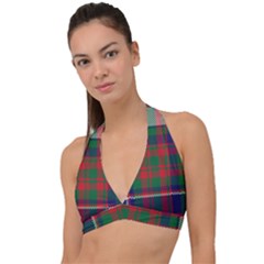 British Tartan Check Plaid Seamless Pattern Halter Plunge Bikini Top by Wegoenart