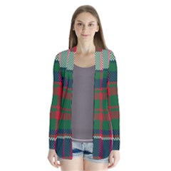 British Tartan Check Plaid Seamless Pattern Drape Collar Cardigan by Wegoenart