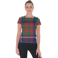 British Tartan Check Plaid Seamless Pattern Short Sleeve Sports Top  by Wegoenart