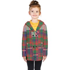 British Tartan Check Plaid Seamless Pattern Kids  Double Breasted Button Coat by Wegoenart