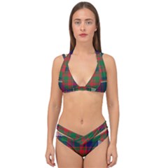 British Tartan Check Plaid Seamless Pattern Double Strap Halter Bikini Set by Wegoenart