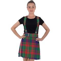 British Tartan Check Plaid Seamless Pattern Velvet Suspender Skater Skirt by Wegoenart