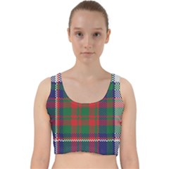 British Tartan Check Plaid Seamless Pattern Velvet Racer Back Crop Top by Wegoenart