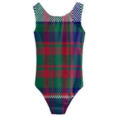 British Tartan Check Plaid Seamless Pattern Kids  Cut-out Back One Piece Swimsuit by Wegoenart