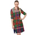 British Tartan Check Plaid Seamless Pattern Long Sleeve Mini Shirt Dress View1