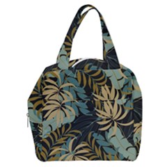 Fashionable Seamless Tropical Pattern With Bright Red Blue Plants Leaves Boxy Hand Bag by Wegoenart