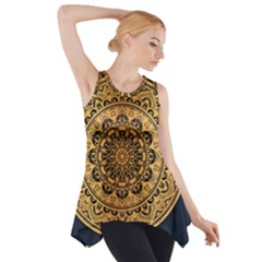 Luxury Mandala Background With Golden Arabesque Pattern Arabic Islamic East Style Premium Vector Side Drop Tank Tunic by Wegoenart