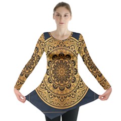 Luxury Mandala Background With Golden Arabesque Pattern Arabic Islamic East Style Premium Vector Long Sleeve Tunic  by Wegoenart