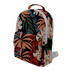 Fashionable Seamless Tropical Pattern With Bright Pink Yellow Plants Leaves Flap Pocket Backpack (large) by Wegoenart