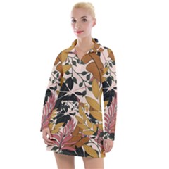 Fashionable Seamless Tropical Pattern With Bright Pink Green Flowers Women s Long Sleeve Casual Dress by Wegoenart