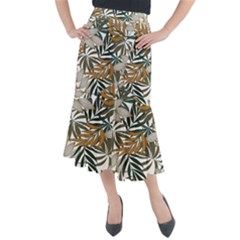 Trendy Seamless Tropical Pattern With Bright White Yellow Flowers Midi Mermaid Skirt by Wegoenart