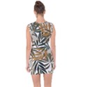 Trendy Seamless Tropical Pattern With Bright White Yellow Flowers Lace Up Front Bodycon Dress View2