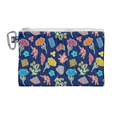 Pattern With Paper Flowers Canvas Cosmetic Bag (large)