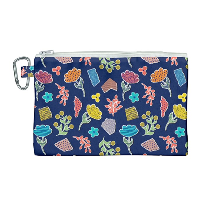 Pattern With Paper Flowers Canvas Cosmetic Bag (Large)