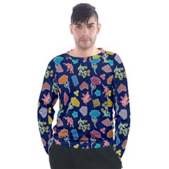 Pattern With Paper Flowers Men s Long Sleeve Raglan Tee