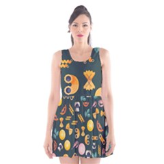 Italian Food Seamless Pattern Scoop Neck Skater Dress by Wegoenart