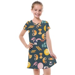 Italian Food Seamless Pattern Kids  Cross Web Dress by Wegoenart