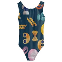 Italian Food Seamless Pattern Kids  Cut-out Back One Piece Swimsuit