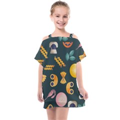 Italian Food Seamless Pattern Kids  One Piece Chiffon Dress by Wegoenart