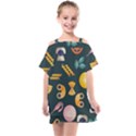 Italian Food Seamless Pattern Kids  One Piece Chiffon Dress View1