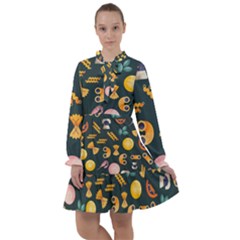 Italian Food Seamless Pattern All Frills Chiffon Dress