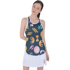 Italian Food Seamless Pattern Racer Back Mesh Tank Top