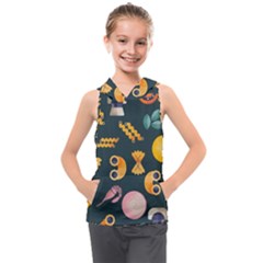 Italian Food Seamless Pattern Kids  Sleeveless Hoodie by Wegoenart